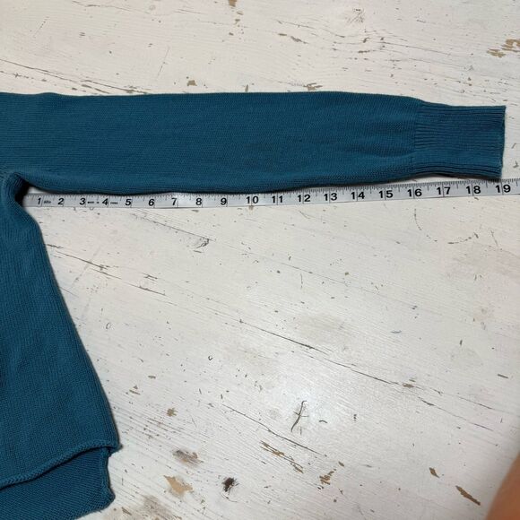 Sundance Sweater S Silk Blend Crochet Knit Boho Teal 90s Classic Quiet Luxury - Picture 8 of 10